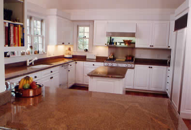 Private Residence, Hillsborough. Golden Juperana granite, now difficult to obtain, was used in the kitchen of this historic homestead.